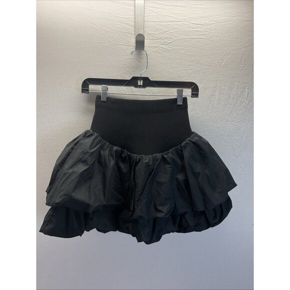 NEW with tags Aje Turner Bubble Mini‎ Skirt Black Size XXS flouncy ribbed waist - Picture 3 of 9